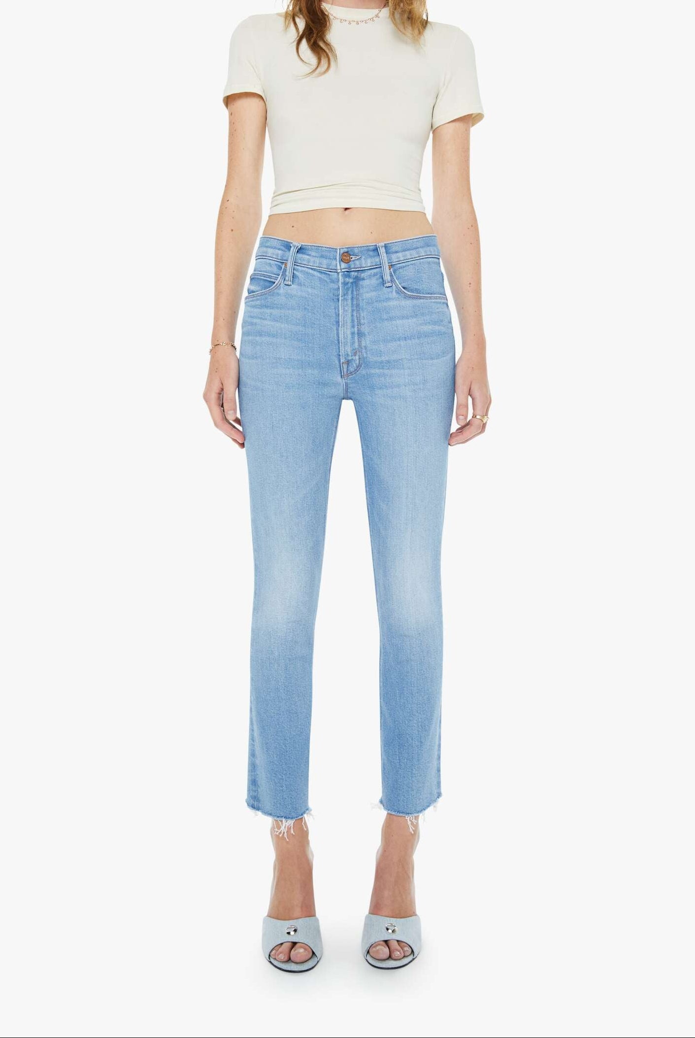 THE MID RISE DAZZLER CROP FRAY