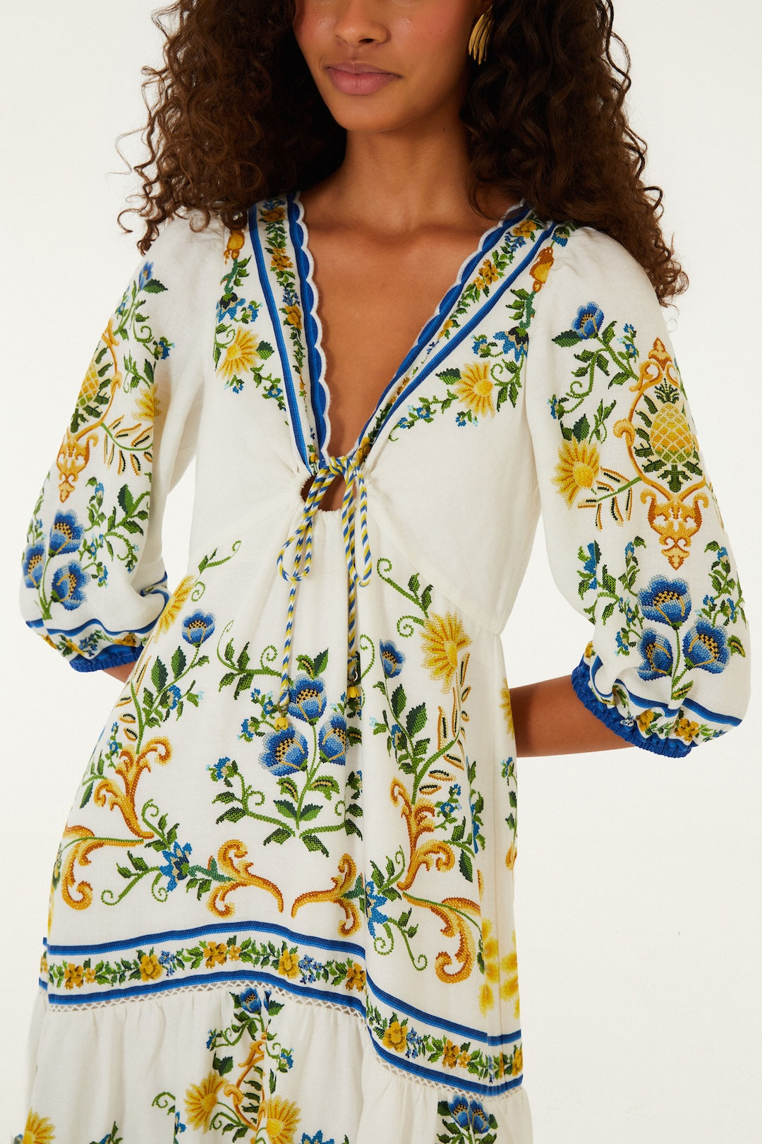 EMILY FLORAL TAPESTRY OFF-WHITE MAXI DRESS