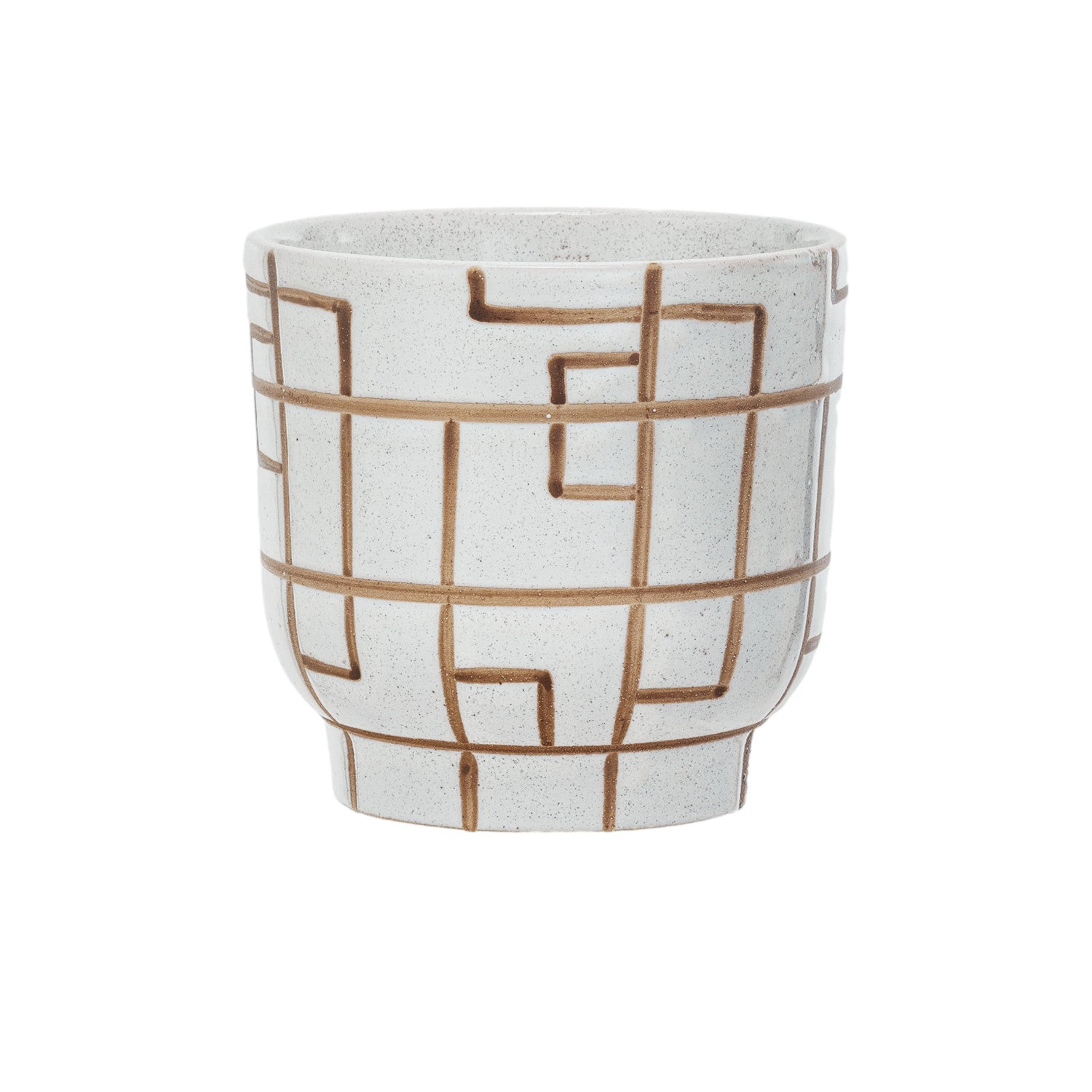 Stoneware Planter w/ Design (Holds 5" Pot) (Each One Will Vary)