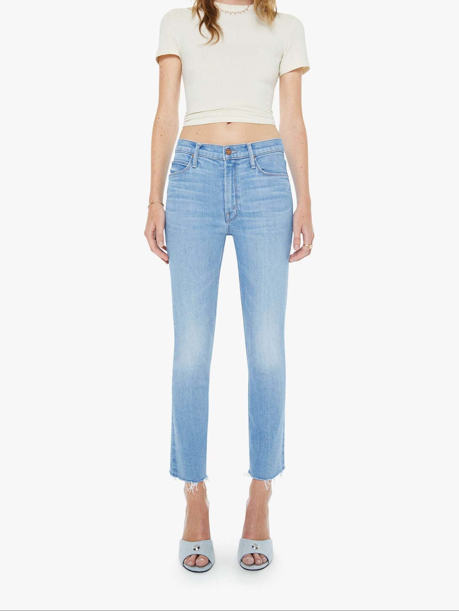 THE MID RISE DAZZLER CROP FRAY