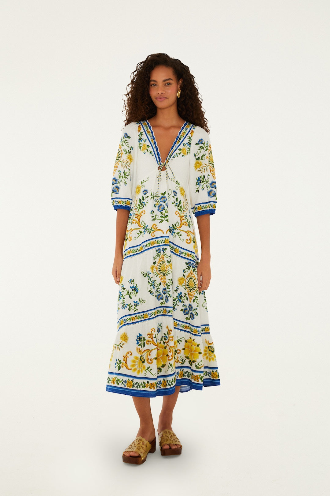 EMILY FLORAL TAPESTRY OFF-WHITE MAXI DRESS