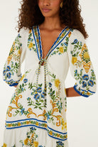EMILY FLORAL TAPESTRY OFF-WHITE MAXI DRESS