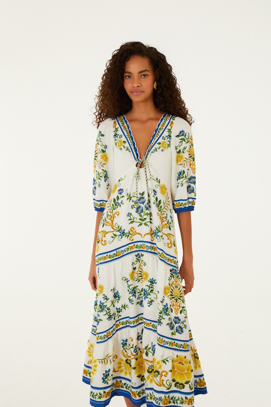 EMILY FLORAL TAPESTRY OFF-WHITE MAXI DRESS