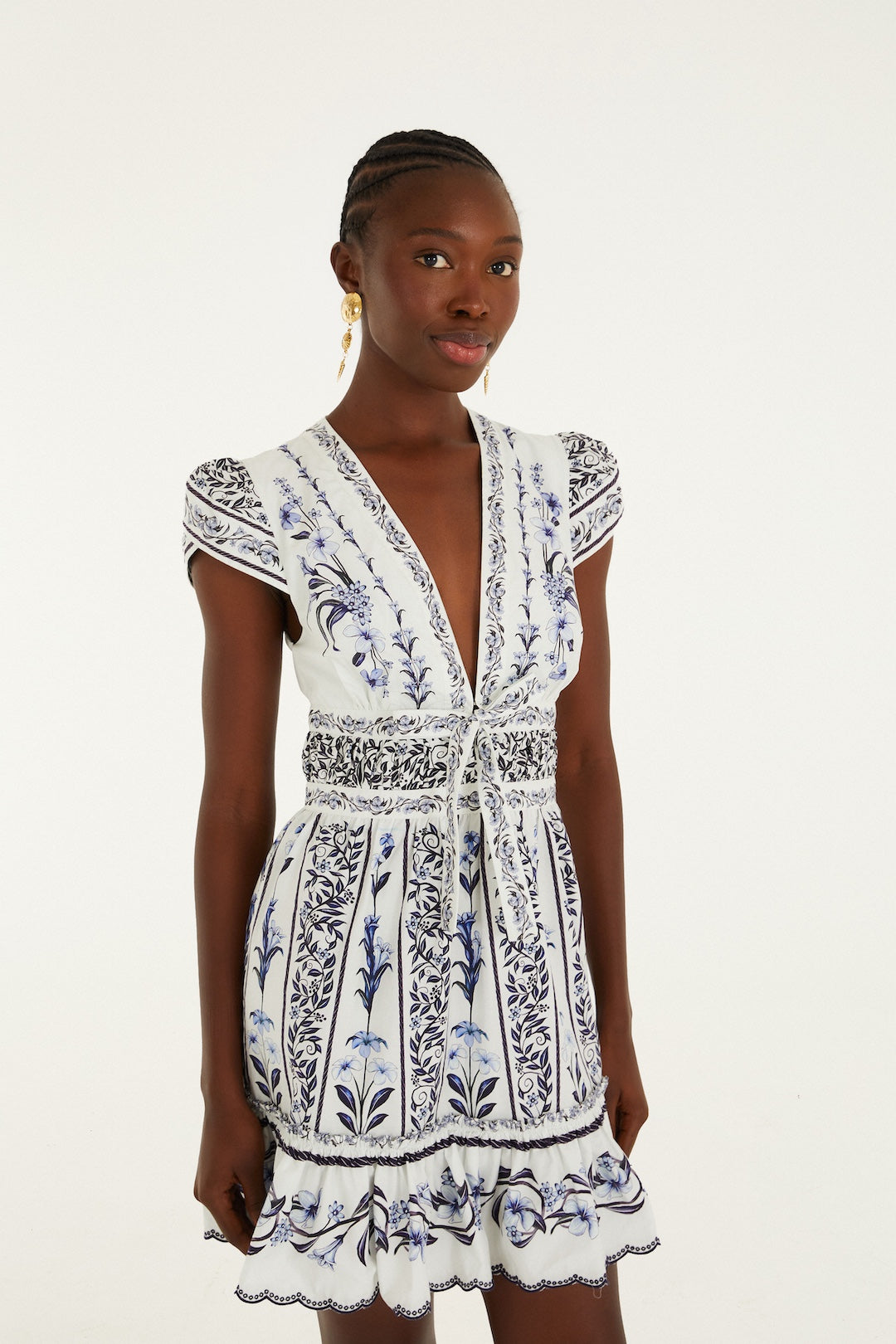 FLOWERS ARCH OFF-WHITE MINI DRESS