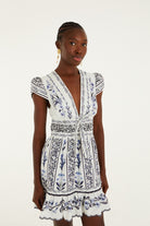 FLOWERS ARCH OFF-WHITE MINI DRESS