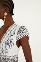 FLOWERS ARCH OFF-WHITE MINI DRESS