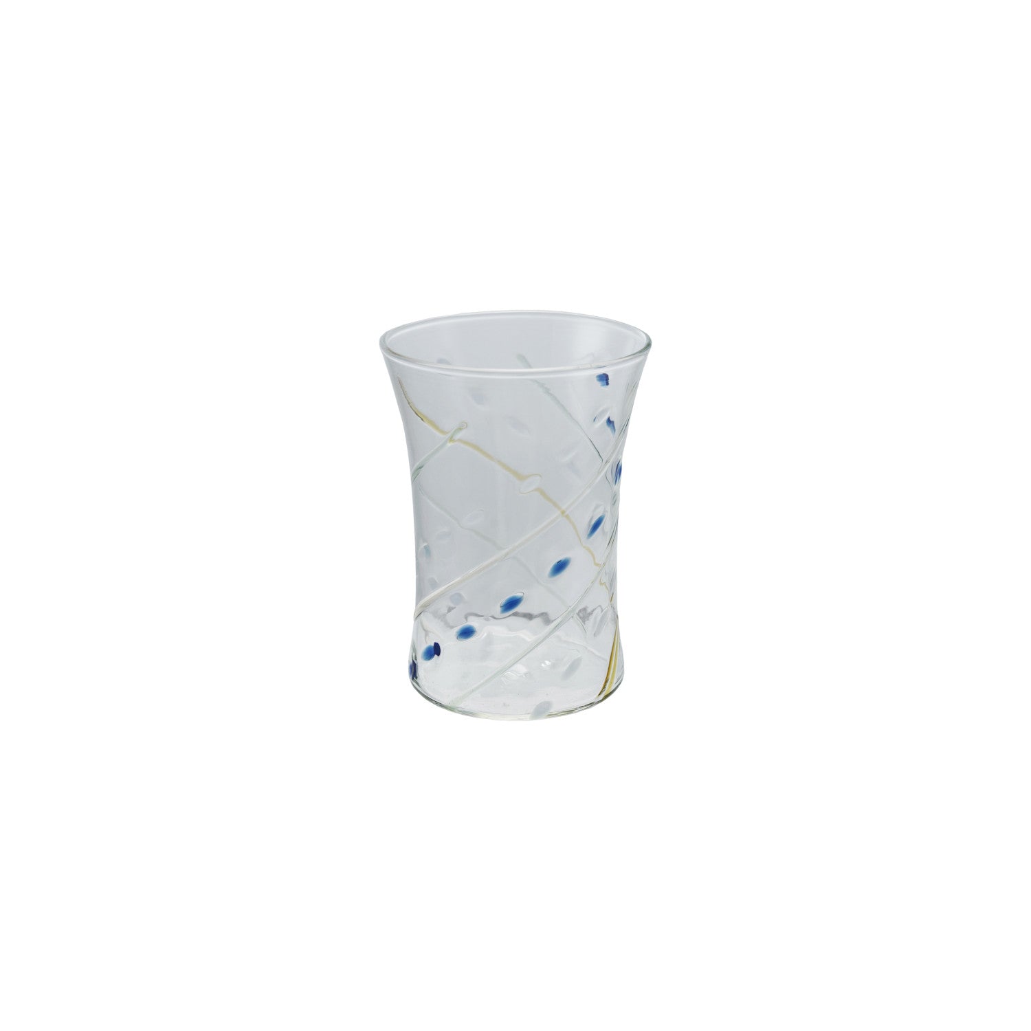 14 oz. Embossed Drinking Glass with Design, Green & Blue