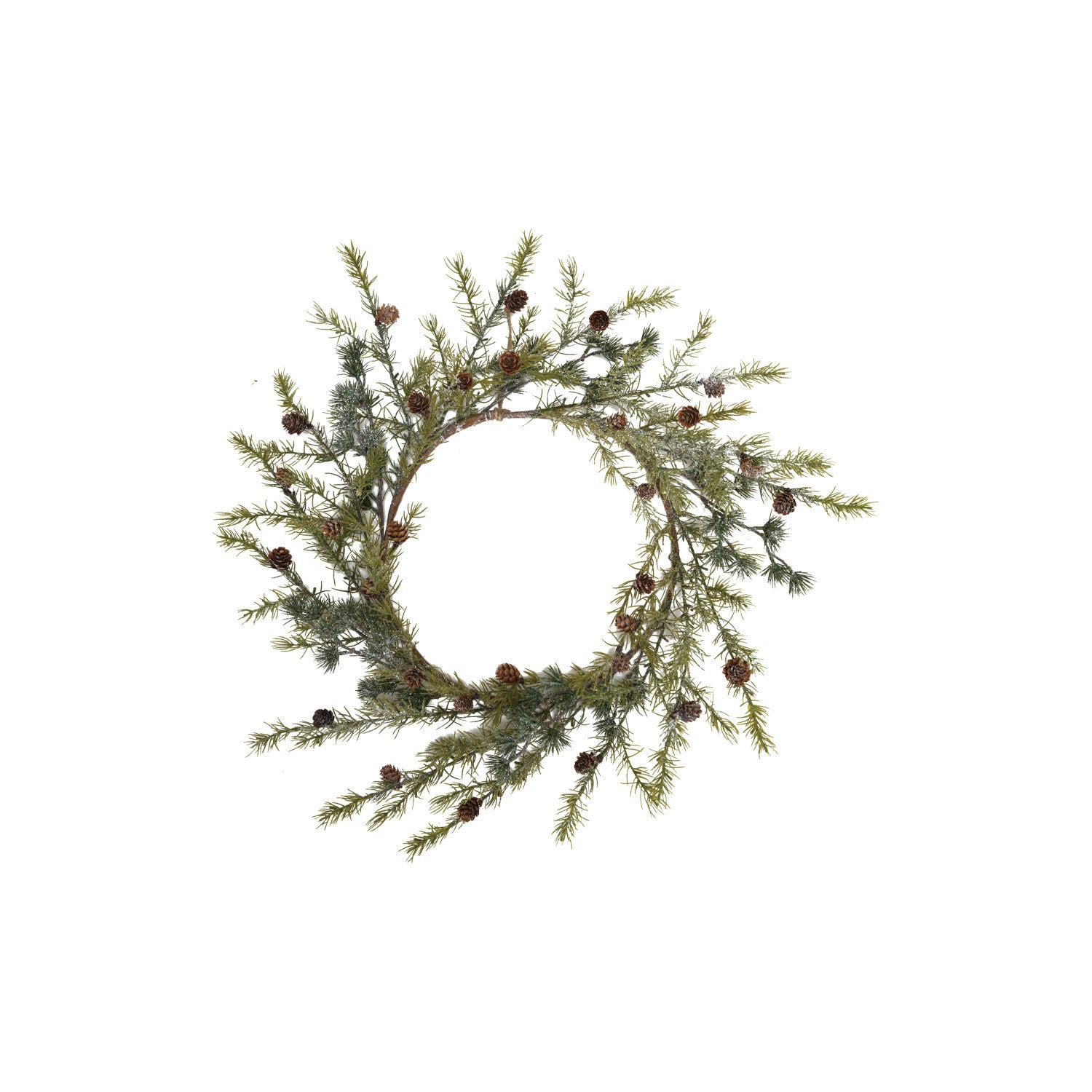 23-1/2" Round Faux Wreath with Pinecones, Frost Finish