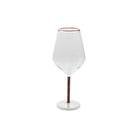 12 oz. Stemmed Wine Glass with Striped Rim & Stem, Red & White
