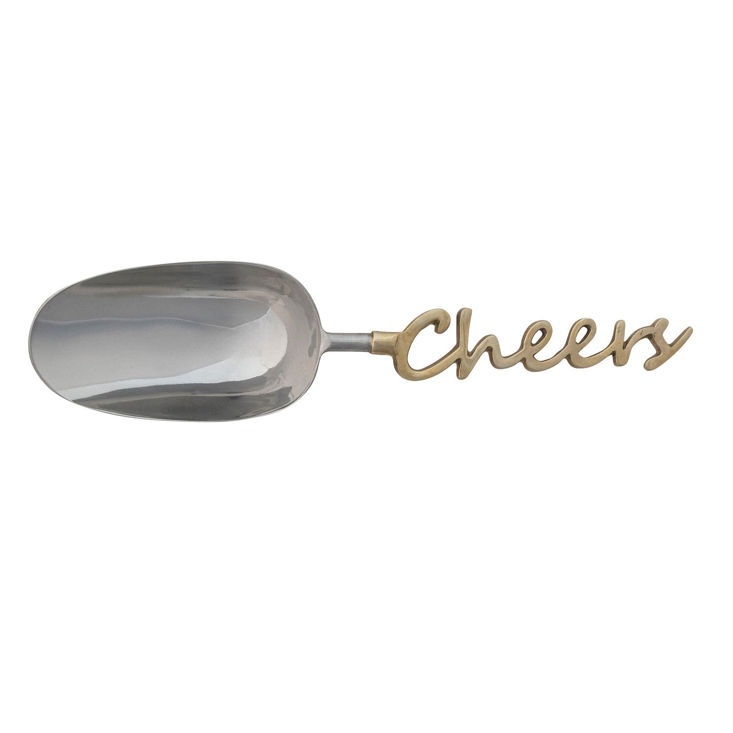 10-1/4"L Stainless Steel Scoop w/ Brass Handle "Cheers”