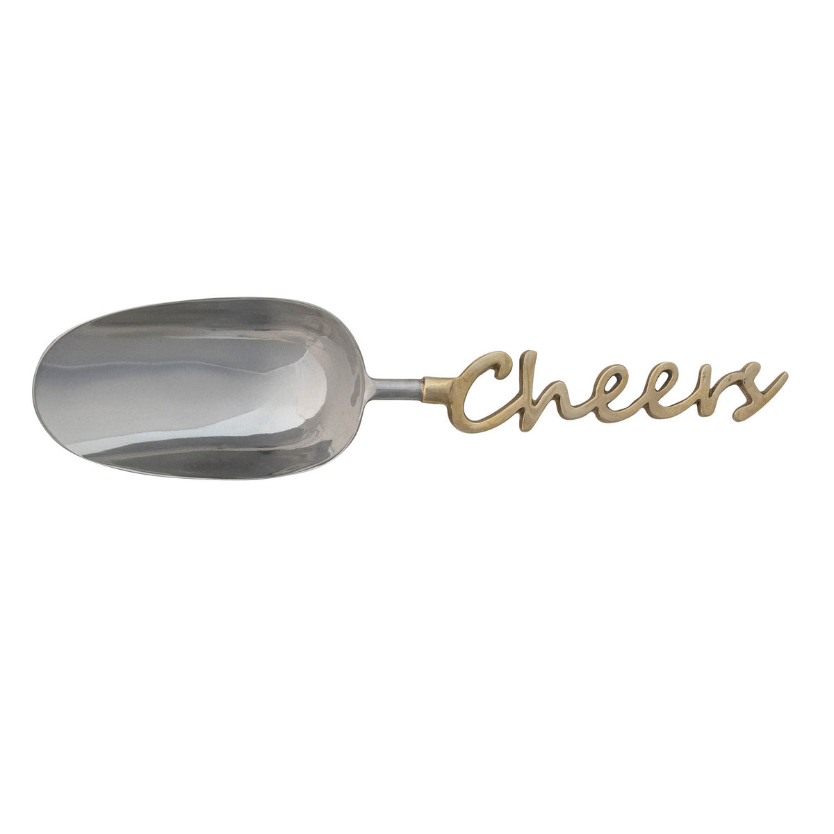 10-1/4"L Stainless Steel Scoop w/ Brass Handle "Cheers”